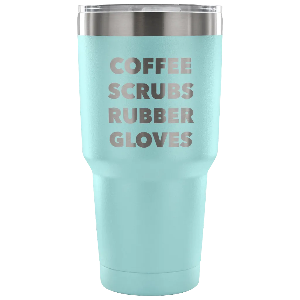 Coffee Scrubs Rubber Gloves Metal Mug Double Wall Vacuum Insulated Hot & Cold Travel Cup 30oz BPA Free