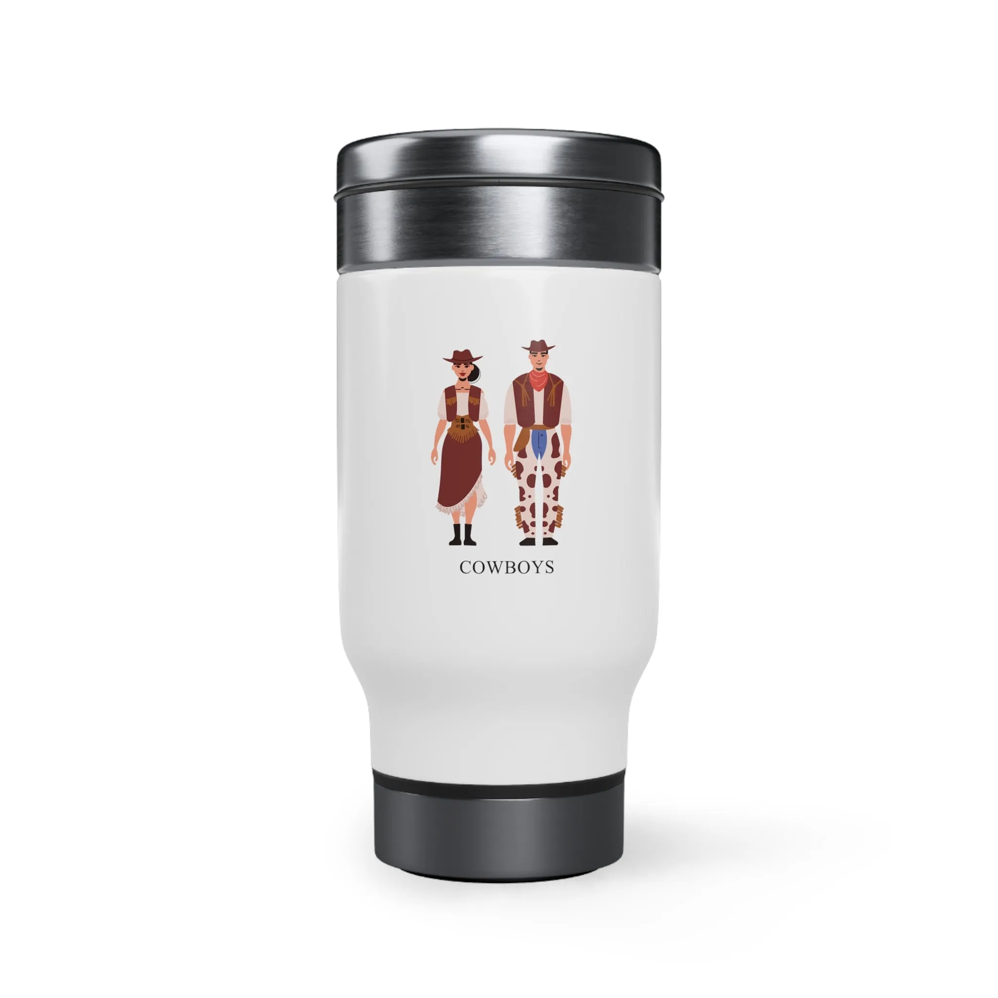 Cowboys Stainless Steel Travel Mug with Handle, 14oz