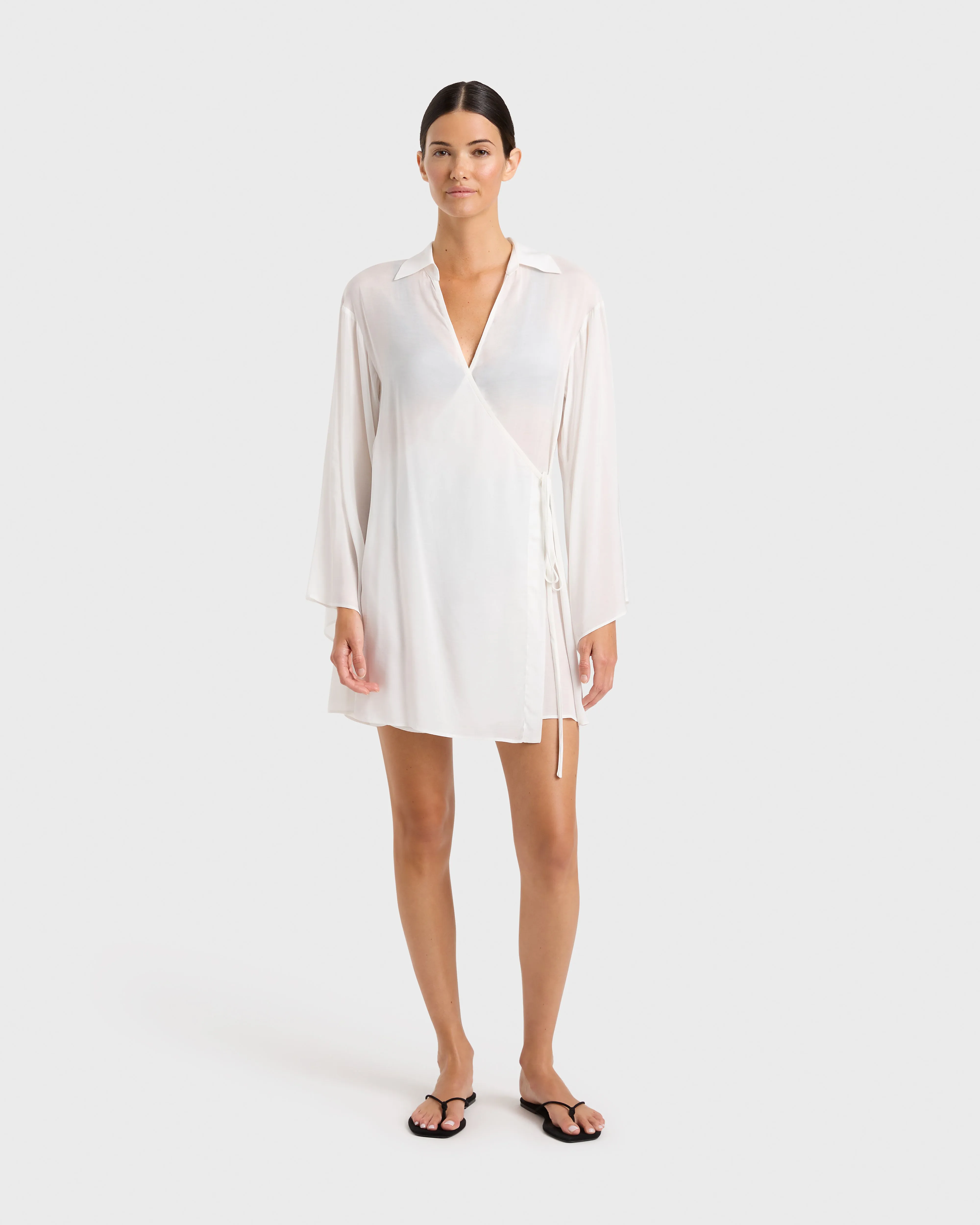 Cremona Wrap Mini Coverup - White