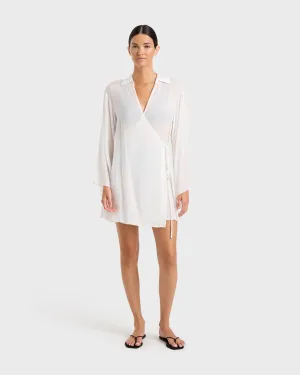 Cremona Wrap Mini Coverup - White