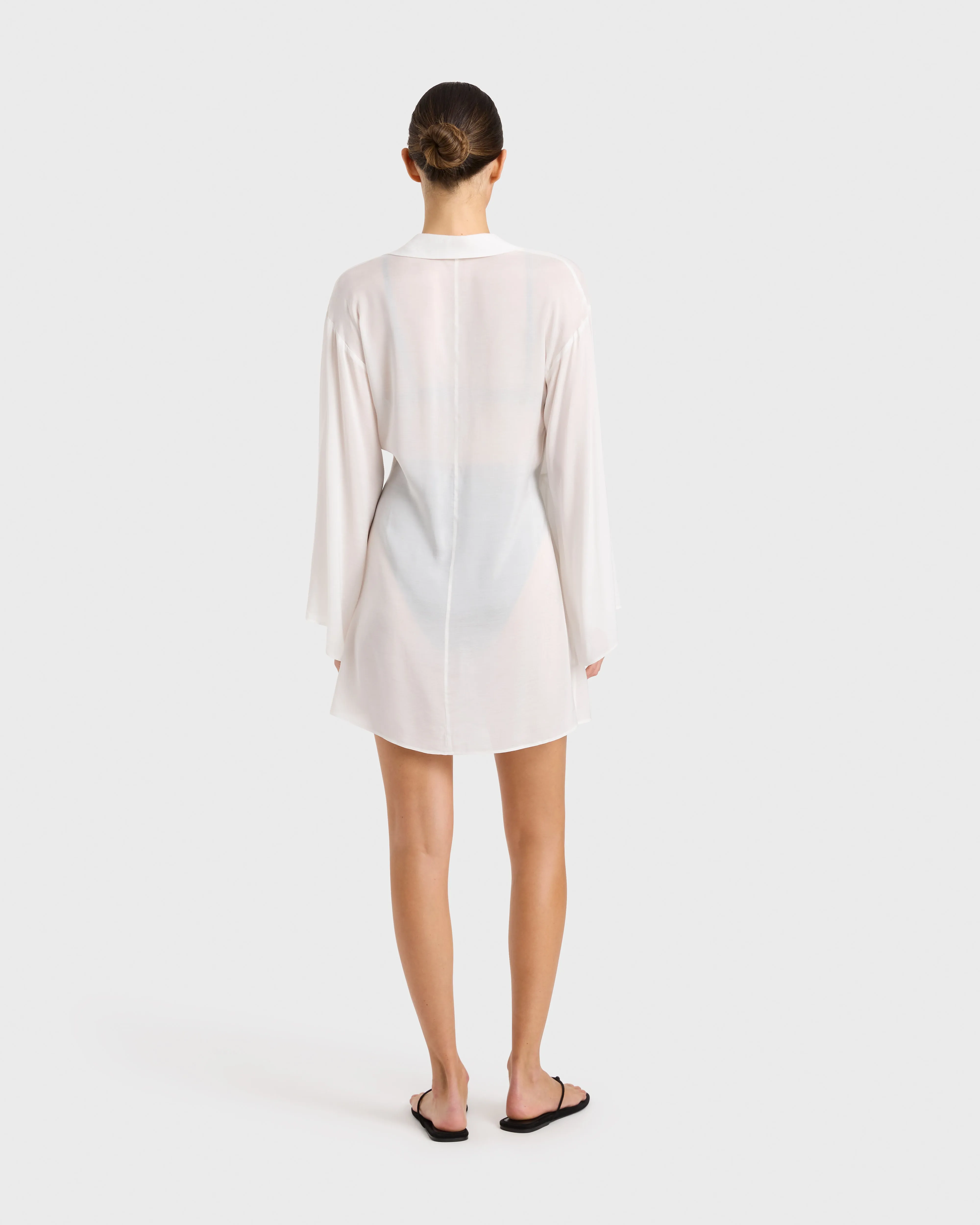 Cremona Wrap Mini Coverup - White