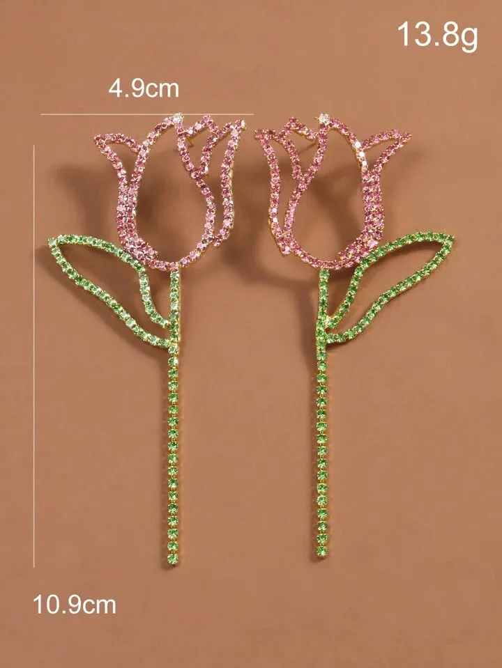 CRYSTAL TULIP DANGLE EARRINGS