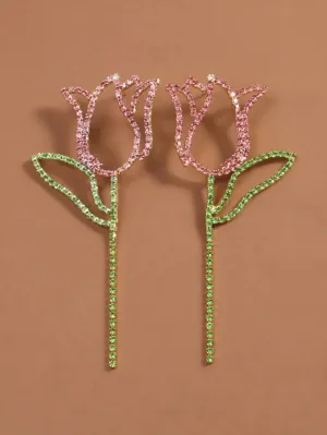 CRYSTAL TULIP DANGLE EARRINGS