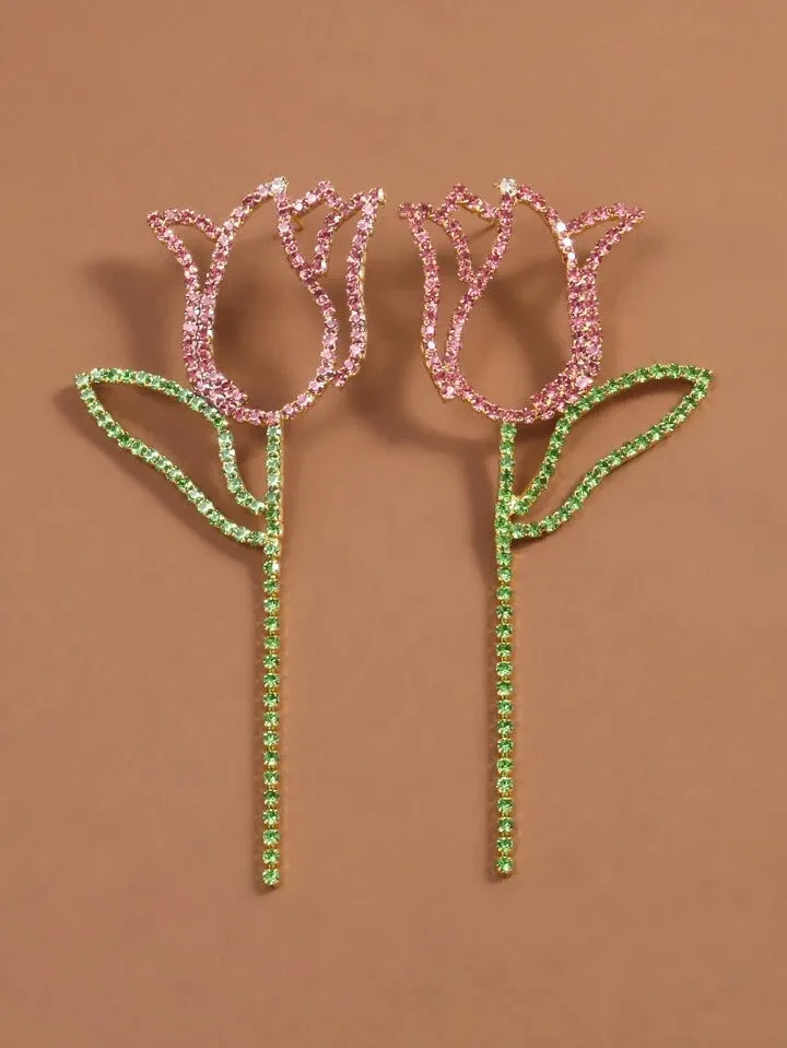 CRYSTAL TULIP DANGLE EARRINGS