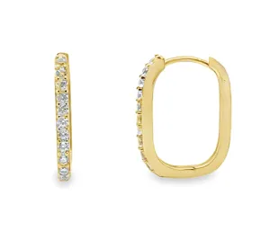 Cubic Zirconia Oval Huggie Hoop Earrings