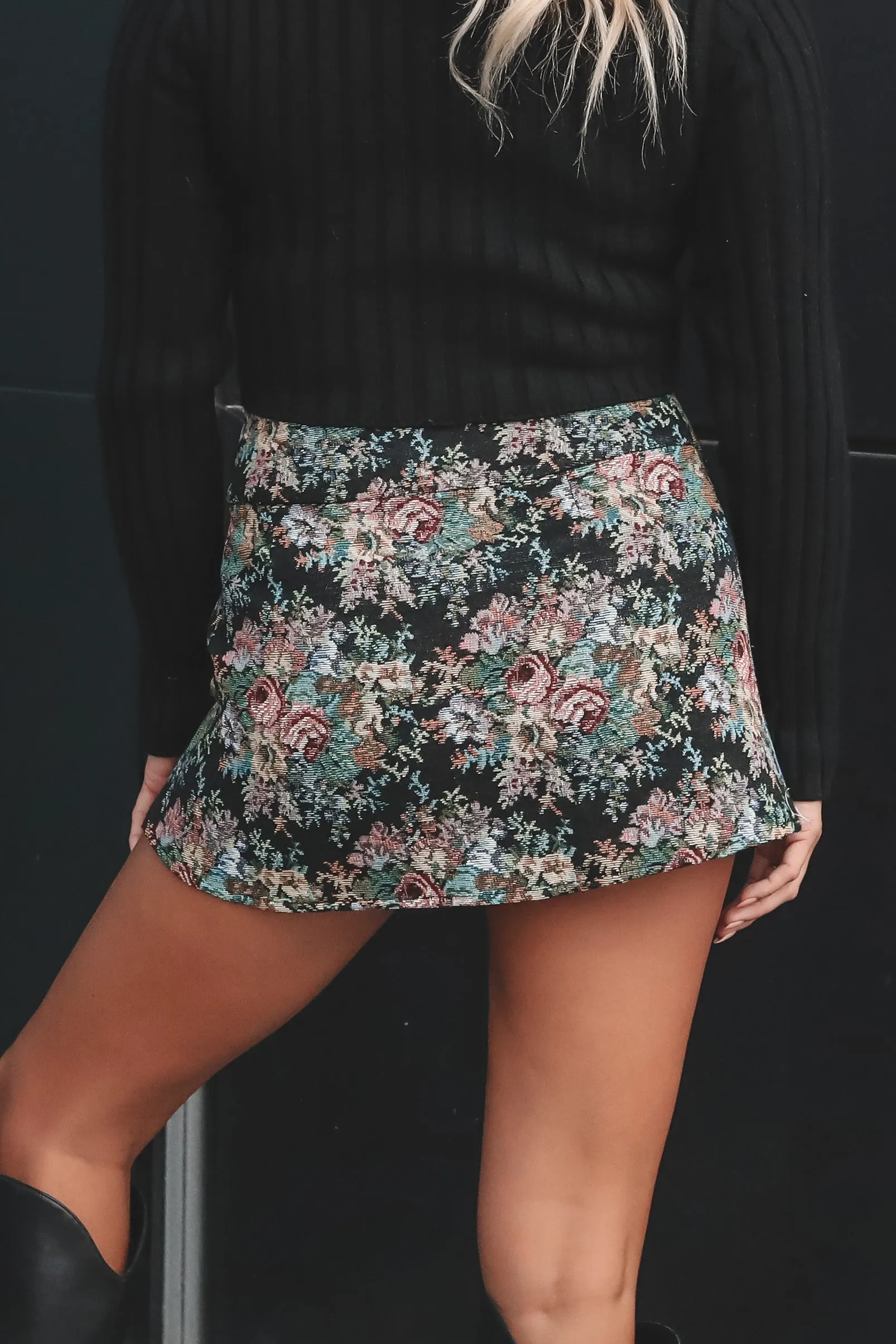 DEAL Love Like This Floral Brocade Mini Skort