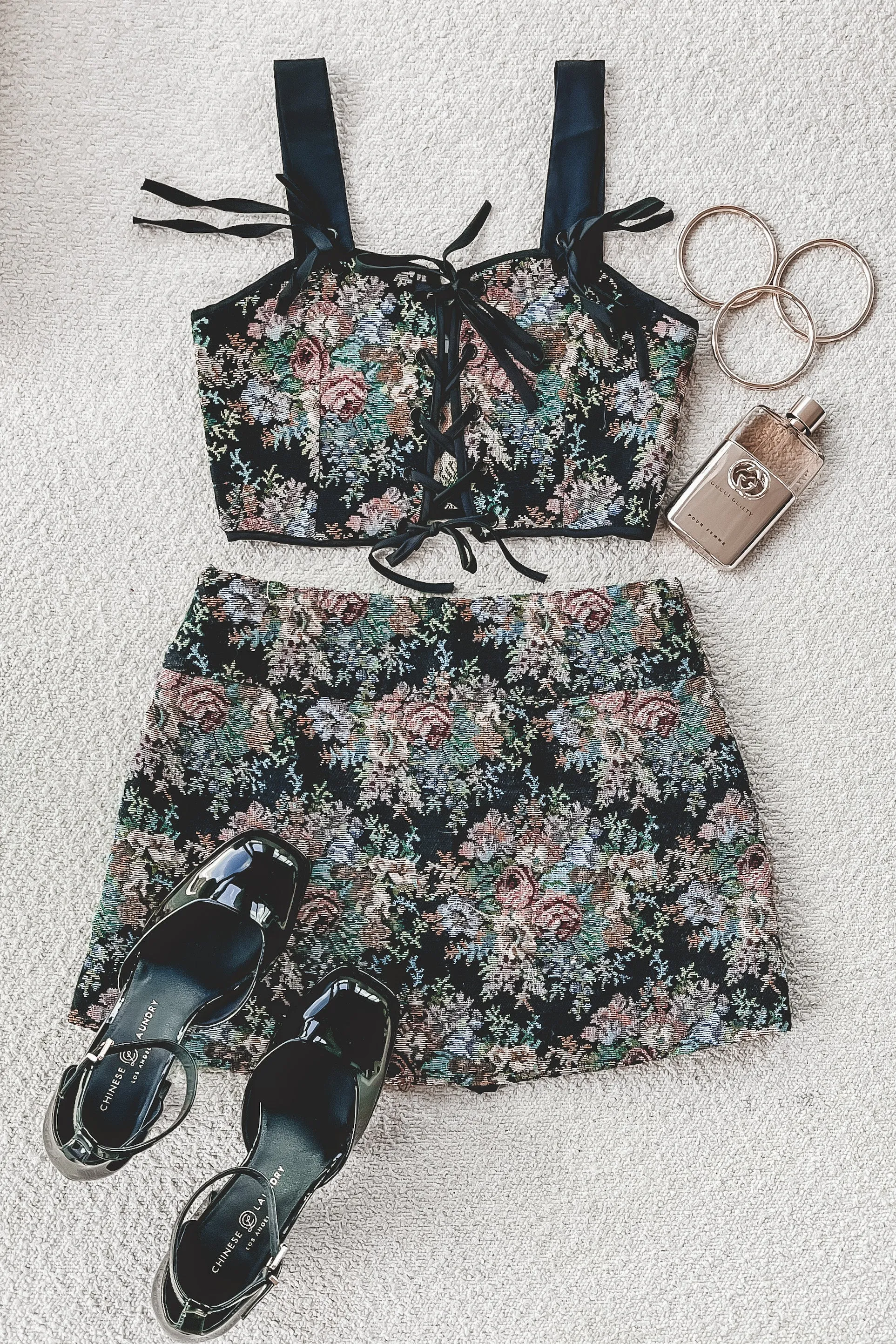 DEAL Love Like This Floral Brocade Mini Skort