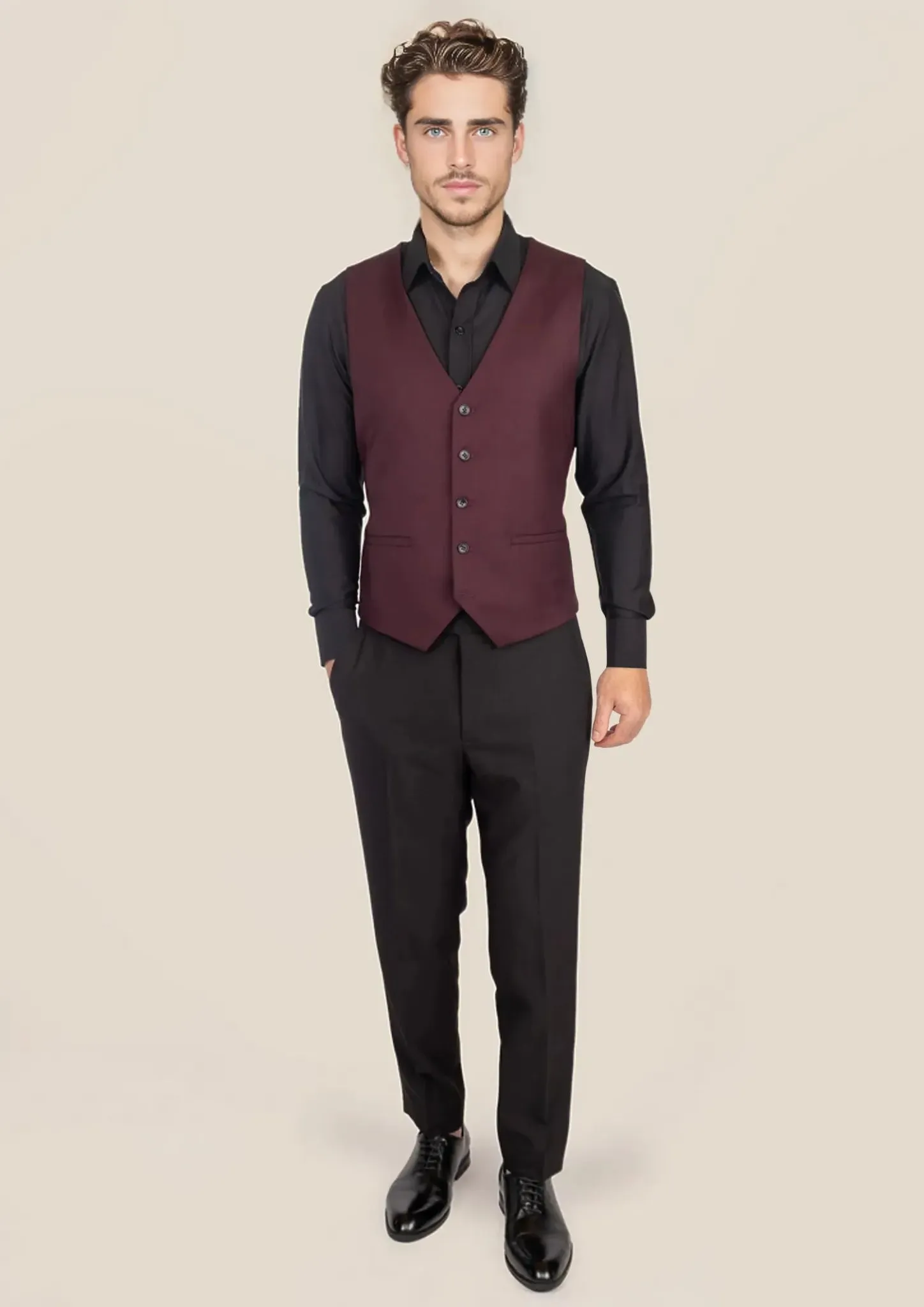 Deep Burgundy Birdseye Vest