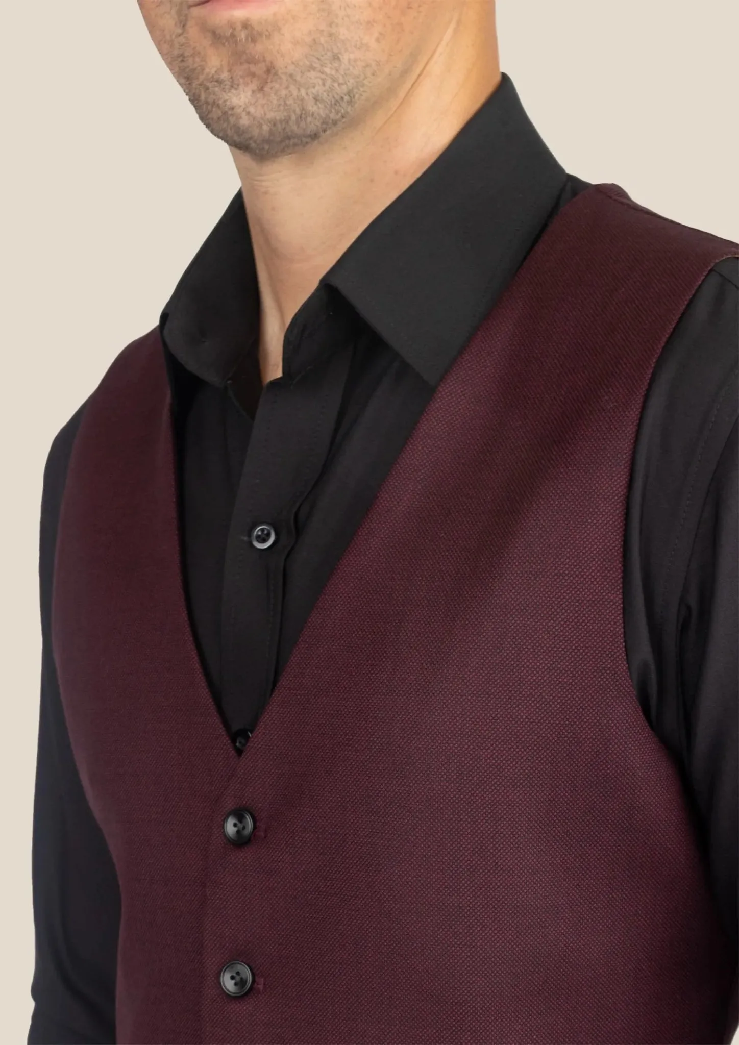 Deep Burgundy Birdseye Vest