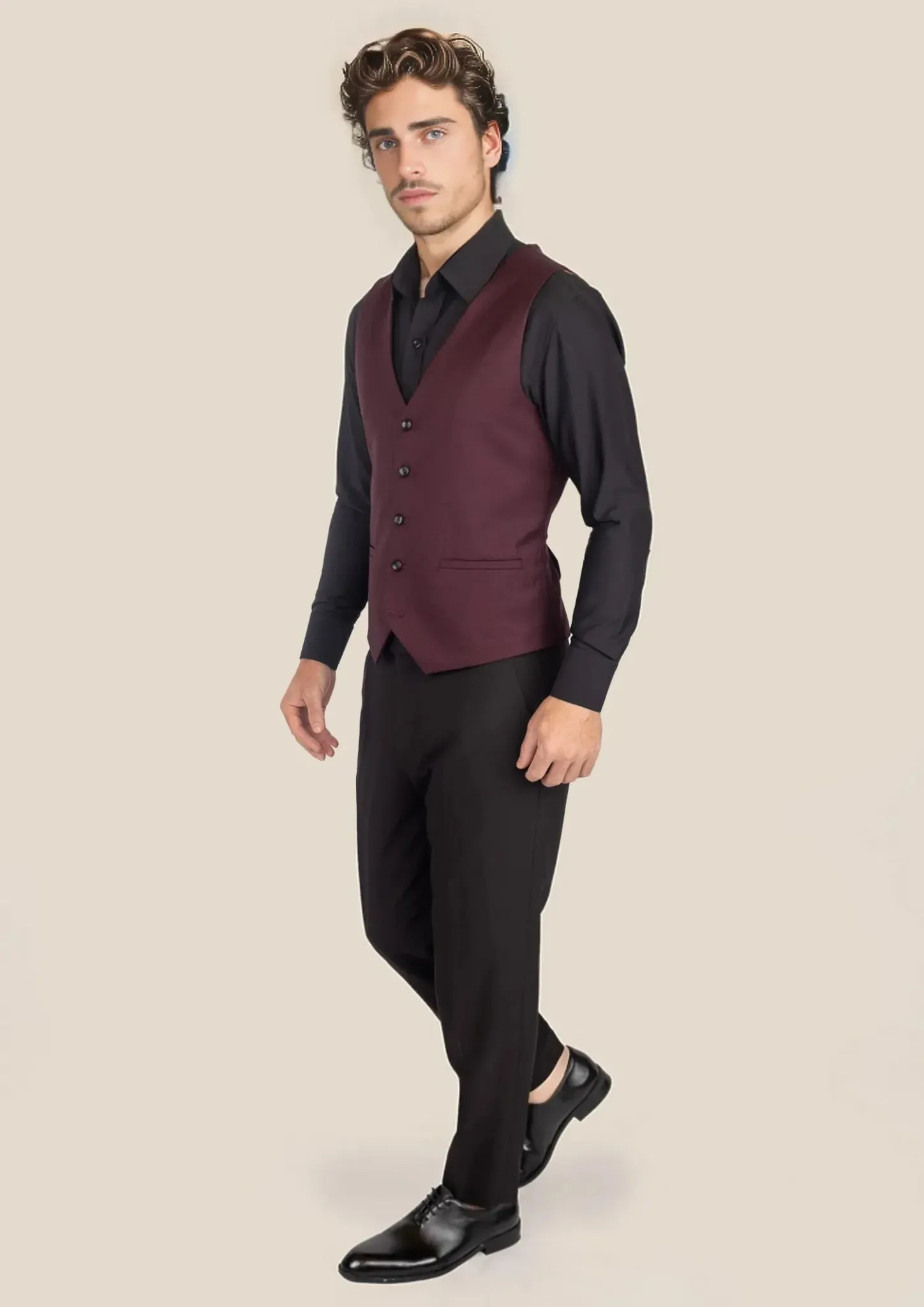 Deep Burgundy Birdseye Vest