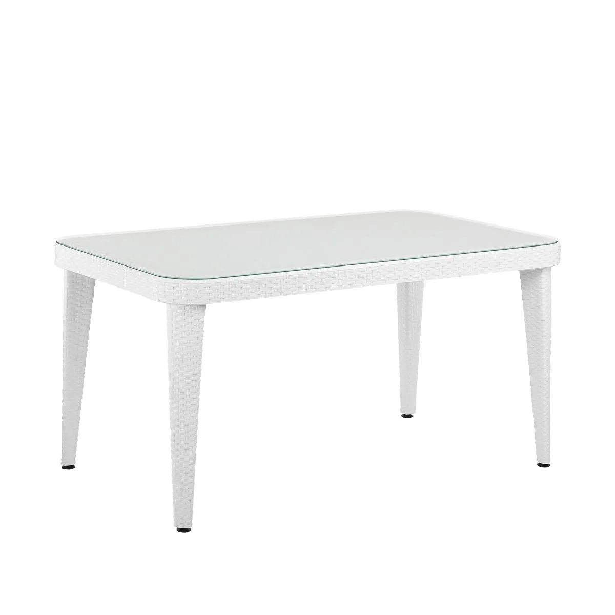 Dellonda Outdoor Dining Table Weather Resistant Body Glass Table 90x150cm