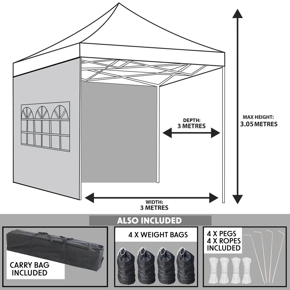 Dellonda Premium 3x3m Pop-Up Gazebo & Side Walls, PVC Coated, Water Resistant Fabric with Carry Bag, Rope, Stakes & Weight Bags - Green