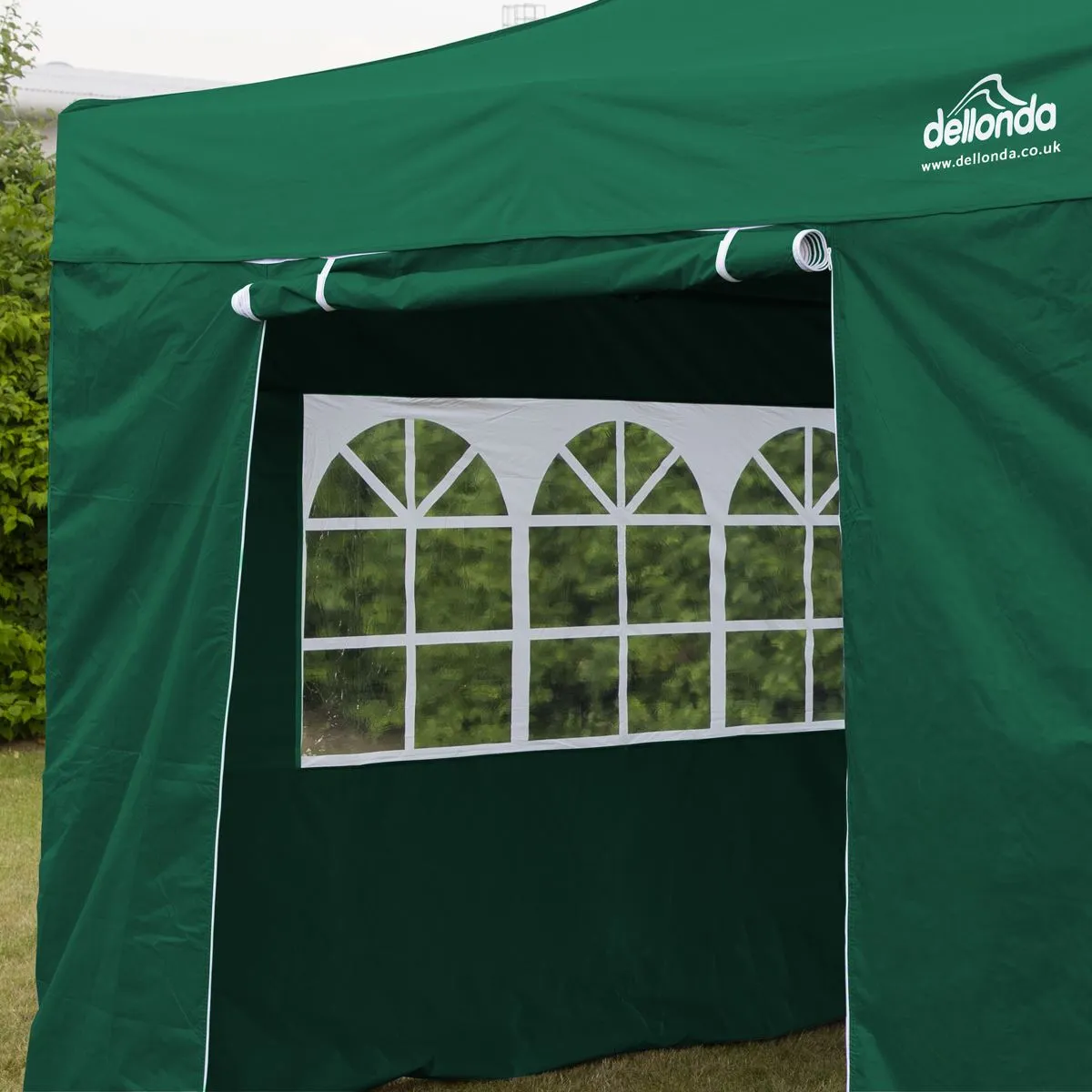 Dellonda Premium 3x3m Pop-Up Gazebo & Side Walls, PVC Coated, Water Resistant Fabric with Carry Bag, Rope, Stakes & Weight Bags - Green