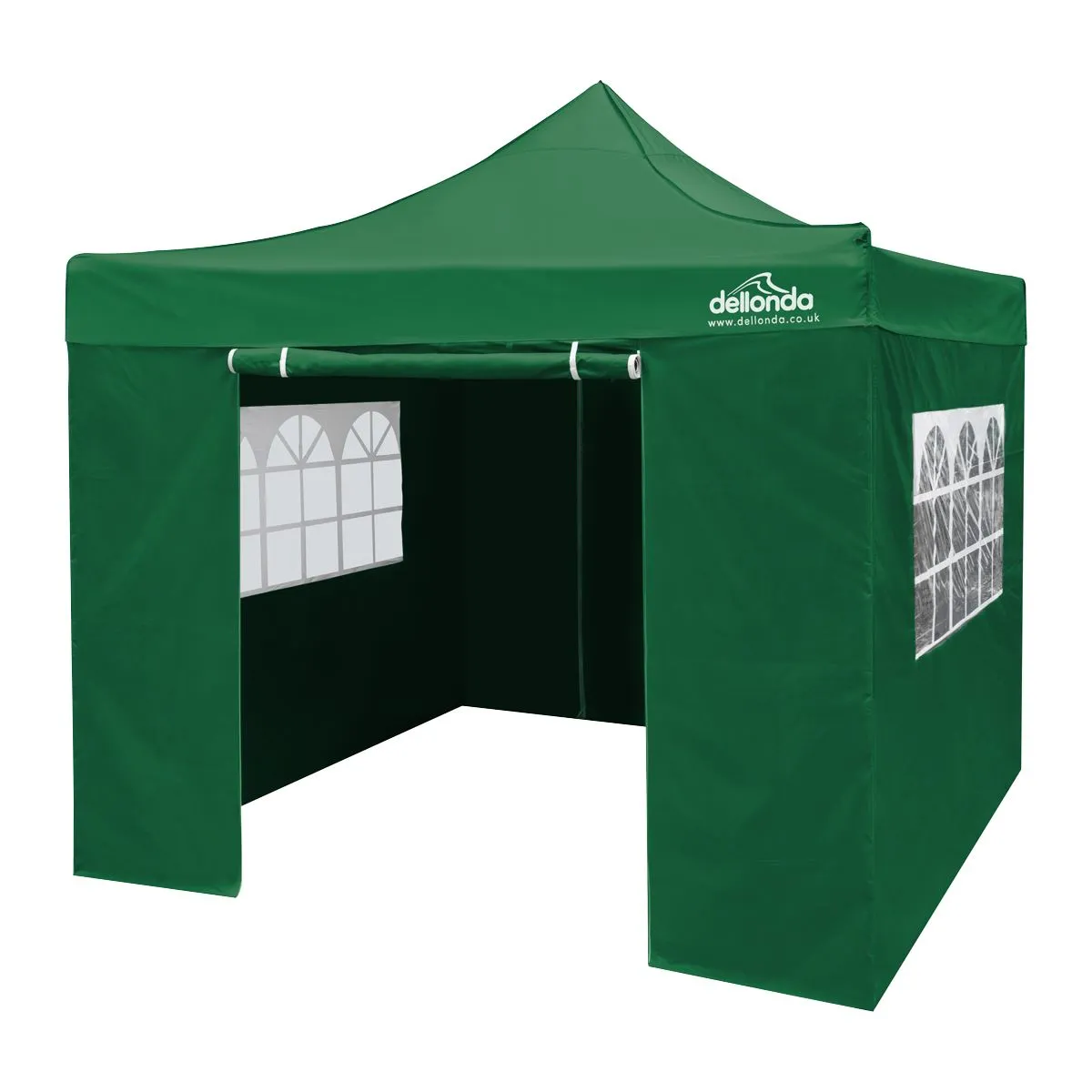 Dellonda Premium 3x3m Pop-Up Gazebo & Side Walls, PVC Coated, Water Resistant Fabric with Carry Bag, Rope, Stakes & Weight Bags - Green
