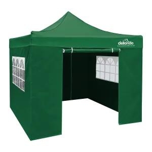 Dellonda Premium 3x3m Pop-Up Gazebo & Side Walls, PVC Coated, Water Resistant Fabric with Carry Bag, Rope, Stakes & Weight Bags - Green