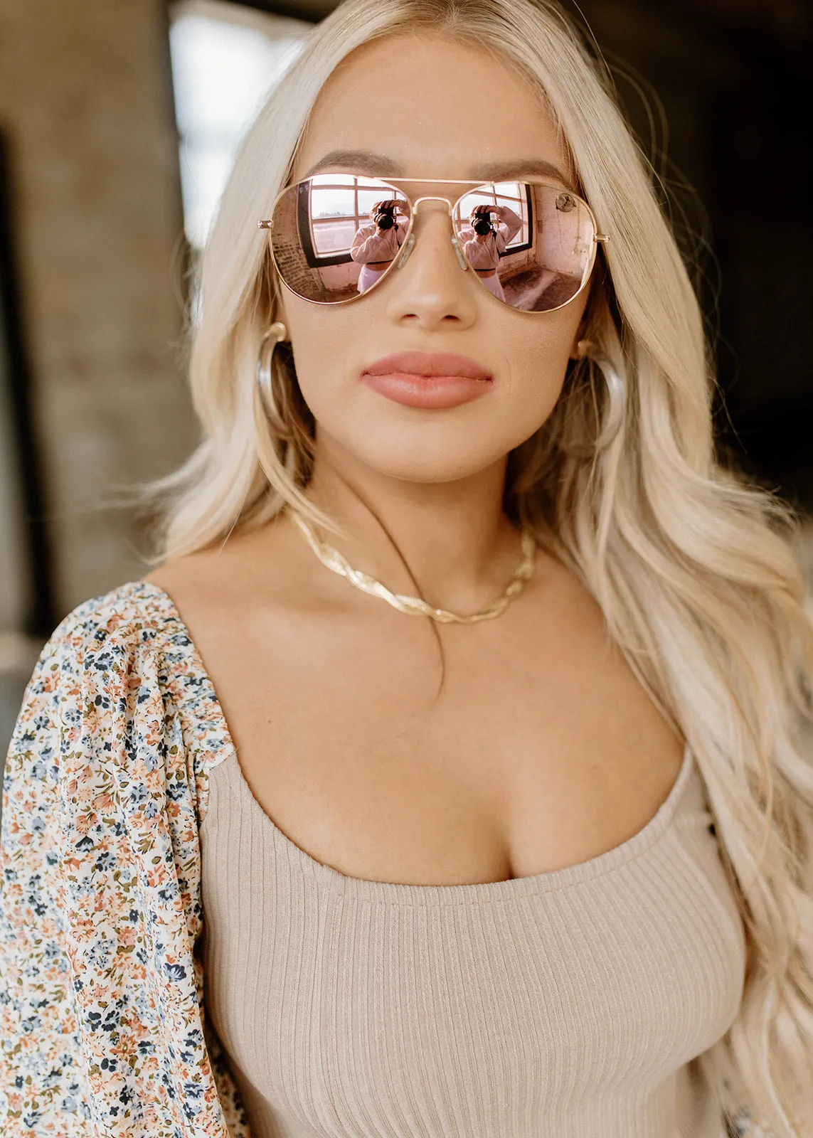Diff Cruz Gold Rustique   Coral Mirror Lens Sunglasses