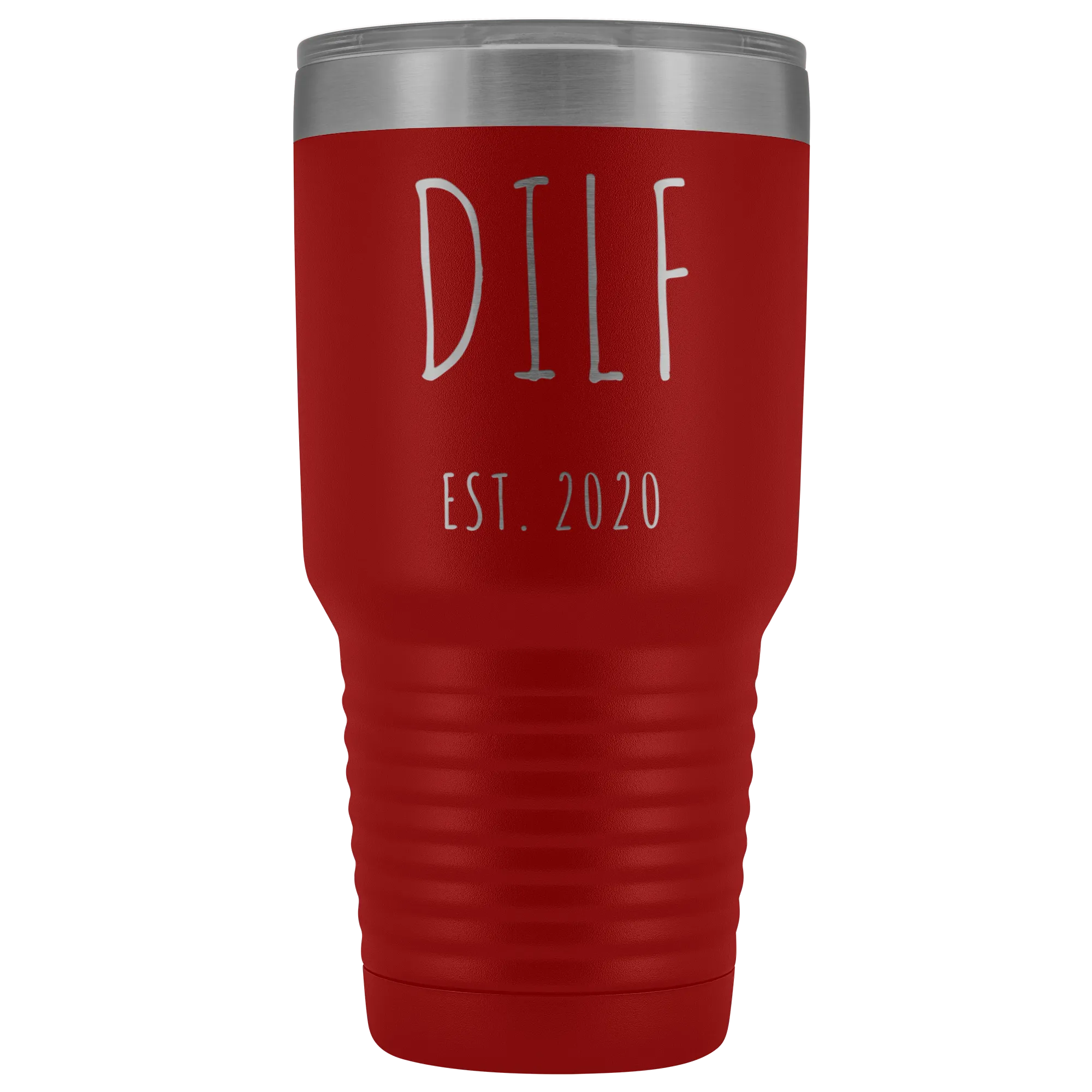 DILF Mug Present For New Dad Gifts Funny New Father Est 2020 Tumbler Metal Insulated Hot Cold Travel Coffee Cup 30oz BPA Free
