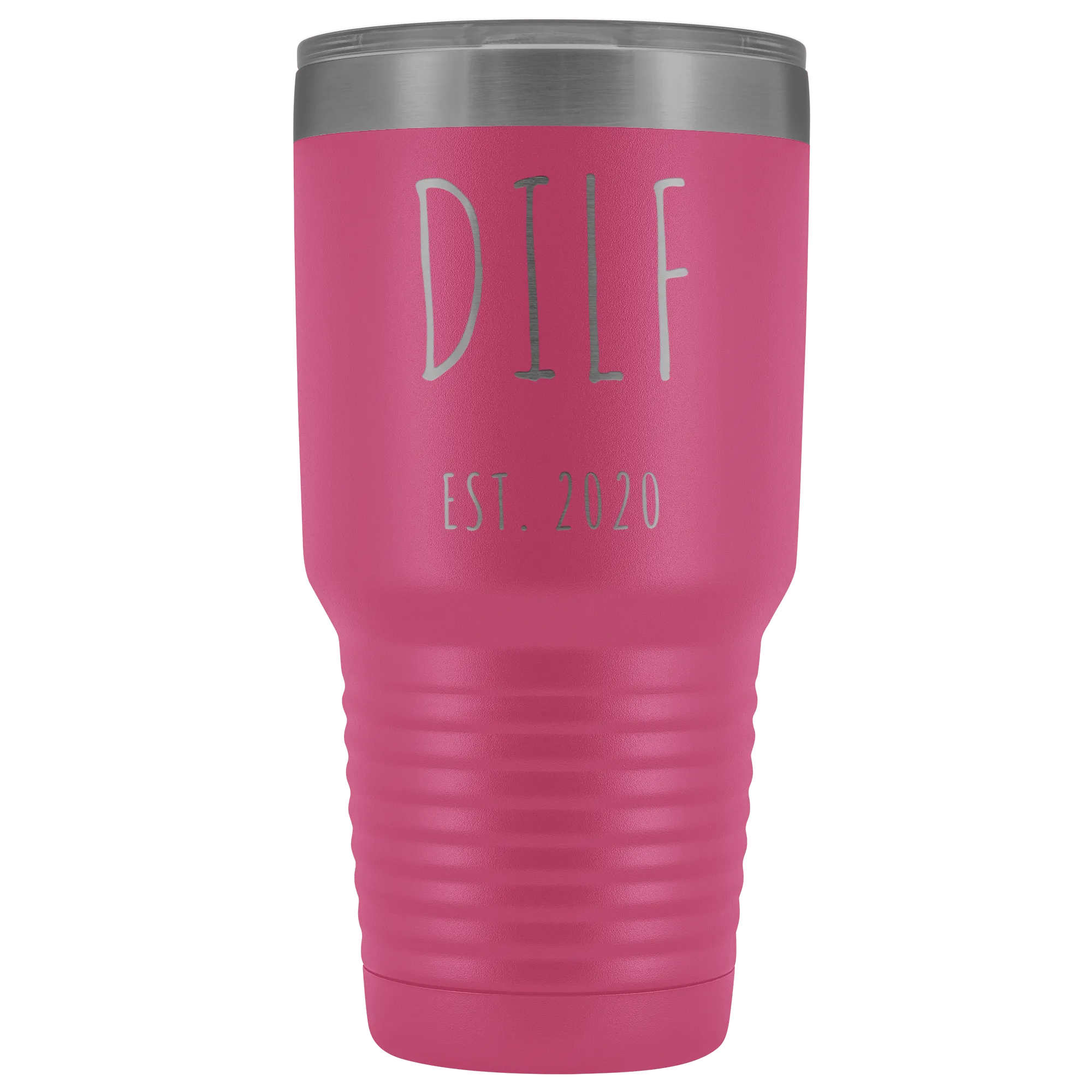 DILF Mug Present For New Dad Gifts Funny New Father Est 2020 Tumbler Metal Insulated Hot Cold Travel Coffee Cup 30oz BPA Free