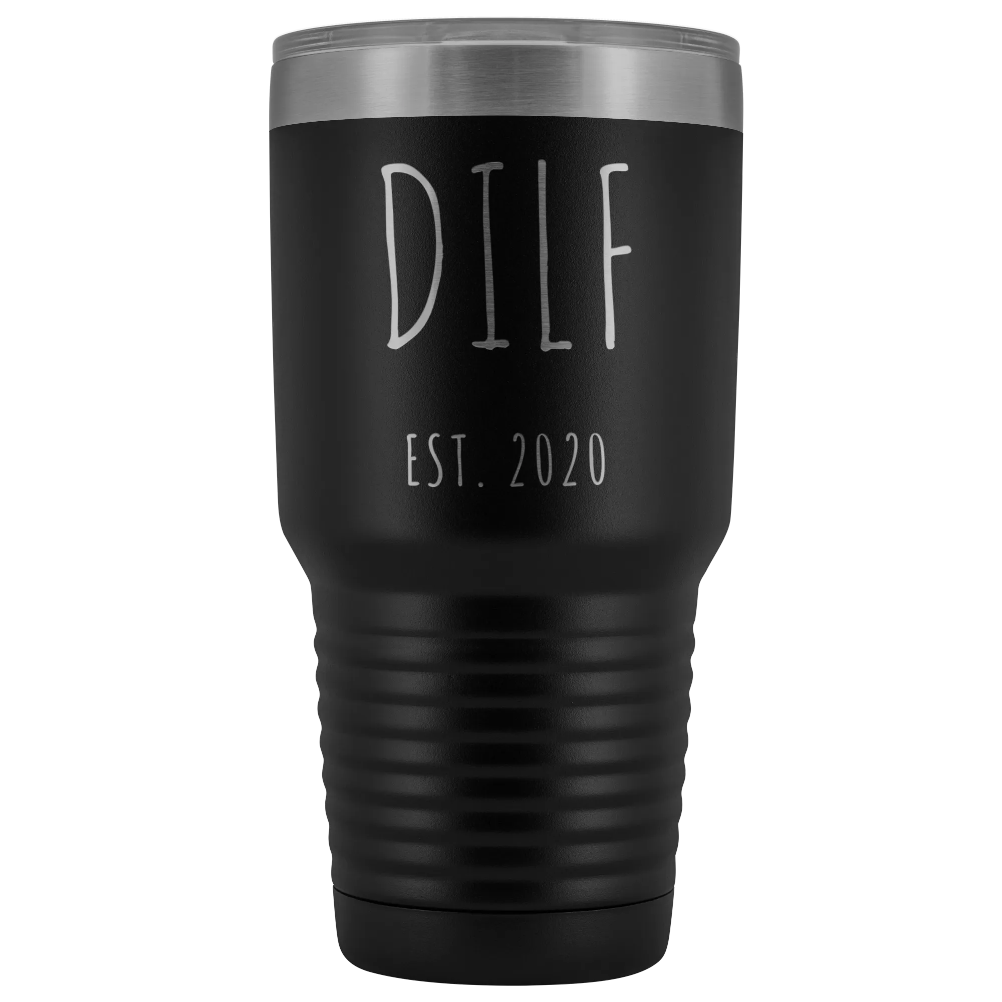 DILF Mug Present For New Dad Gifts Funny New Father Est 2020 Tumbler Metal Insulated Hot Cold Travel Coffee Cup 30oz BPA Free