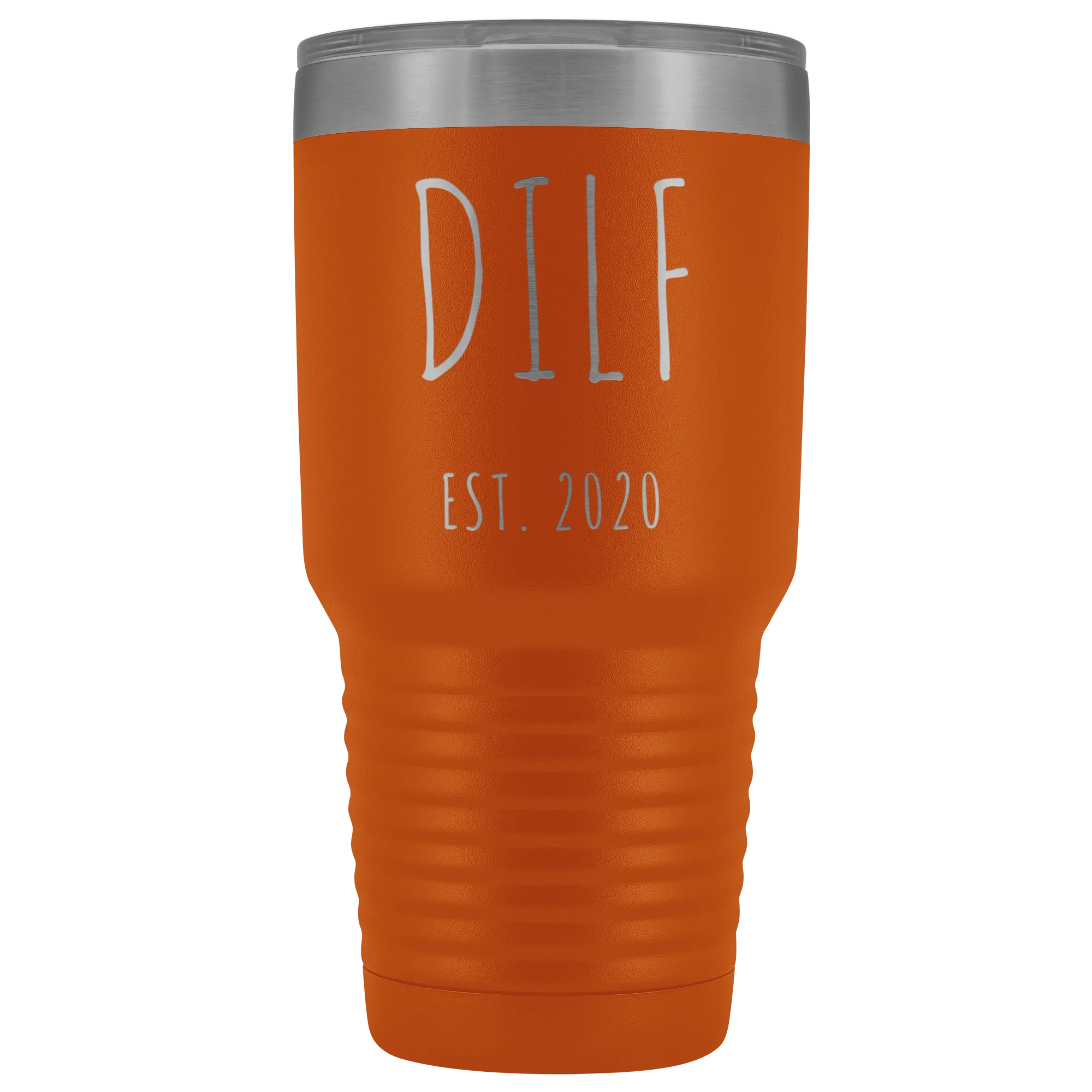 DILF Mug Present For New Dad Gifts Funny New Father Est 2020 Tumbler Metal Insulated Hot Cold Travel Coffee Cup 30oz BPA Free