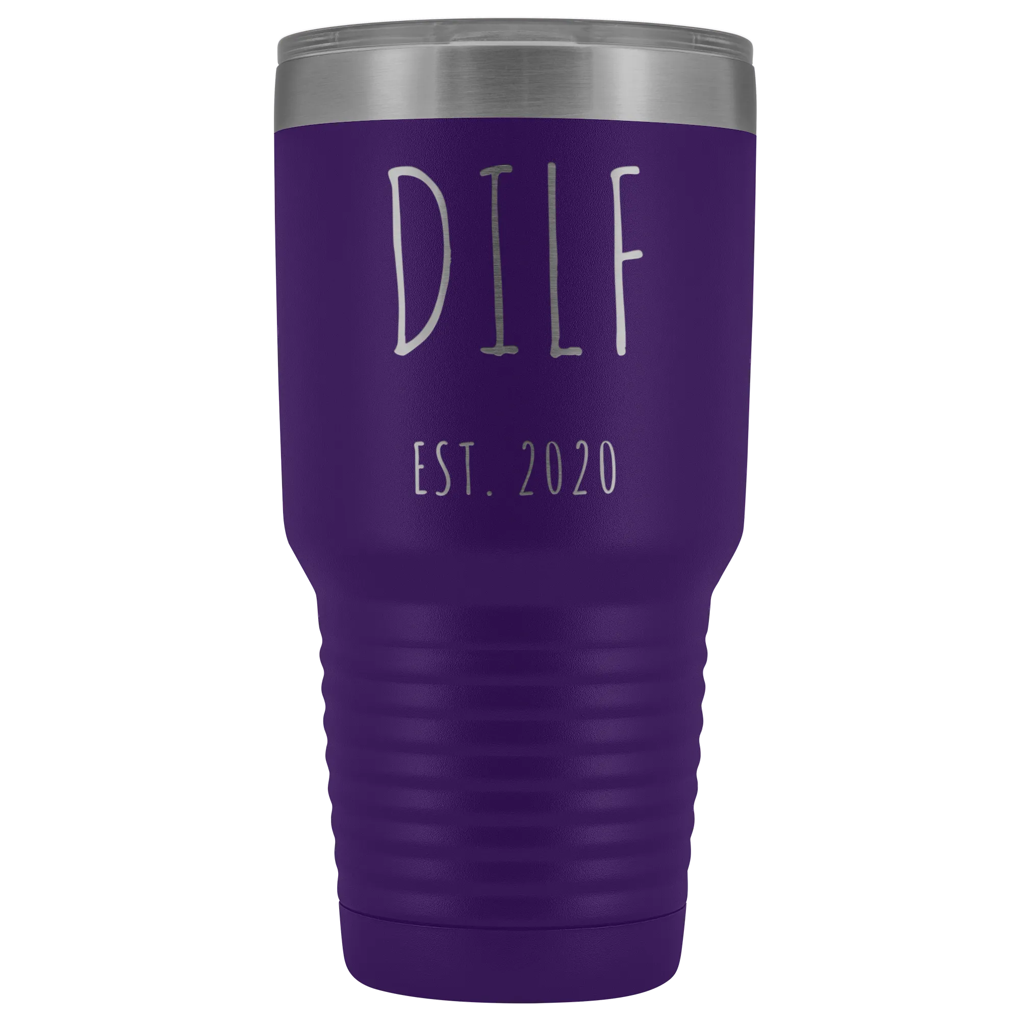 DILF Mug Present For New Dad Gifts Funny New Father Est 2020 Tumbler Metal Insulated Hot Cold Travel Coffee Cup 30oz BPA Free