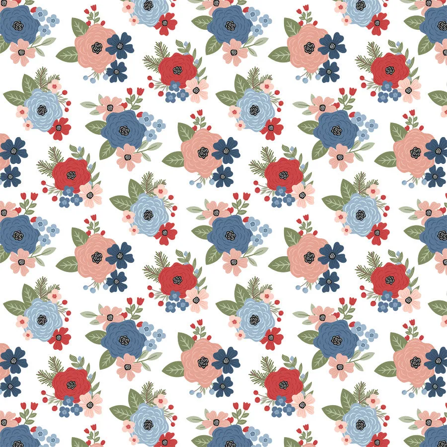 Echo Park - Chilling With My Snowmies - Winter Floral 12x12 Patterned Paper