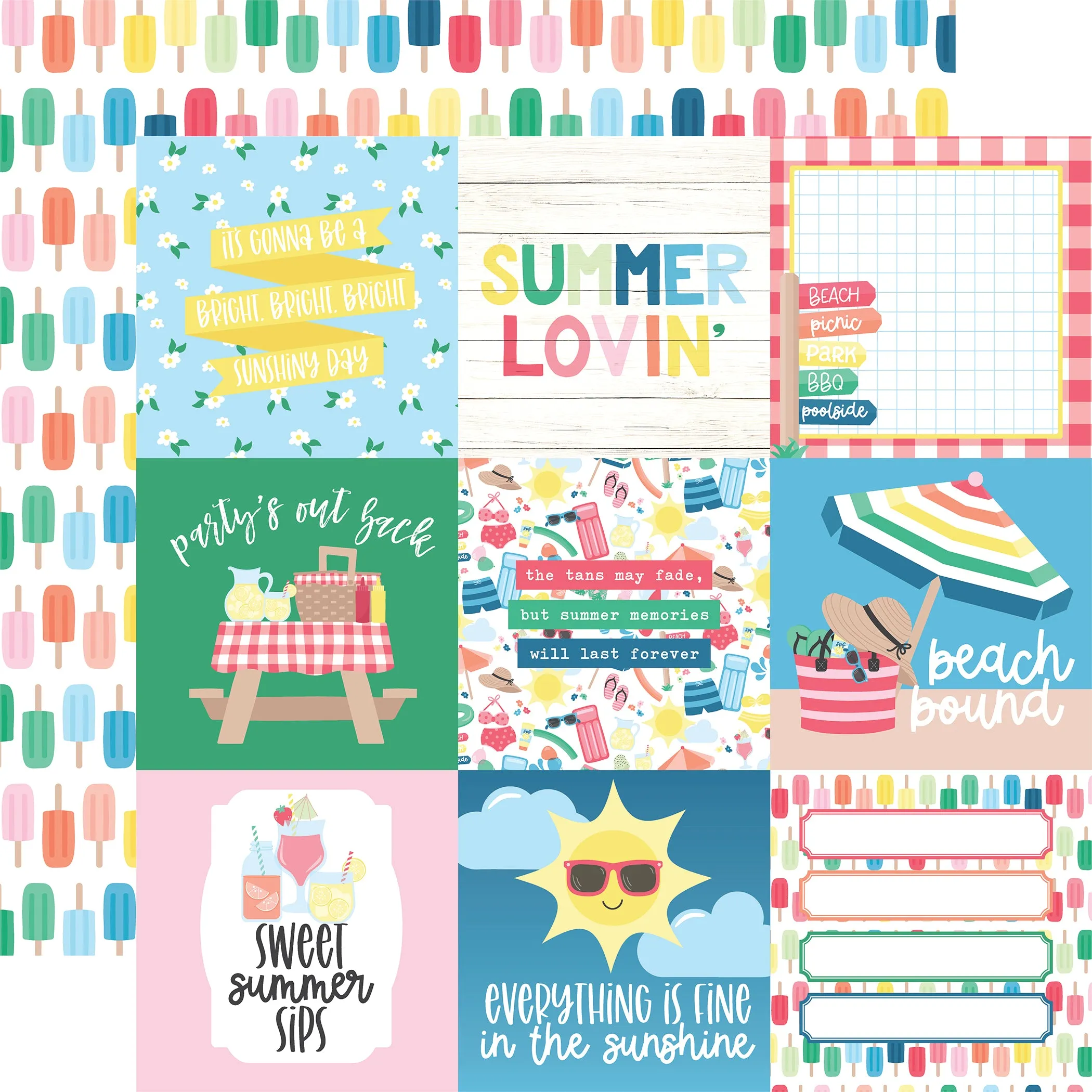 Echo Park - Sun Kissed - 12x12 Single Sheet / 4x4 Journaling Cards