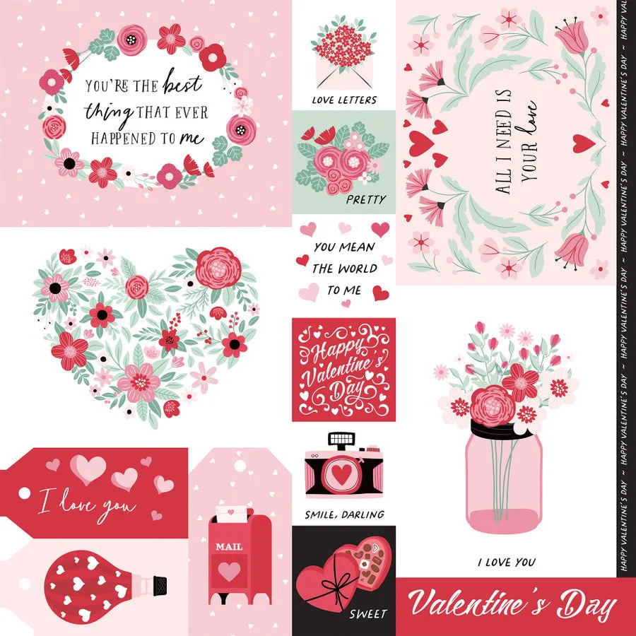 Echo Park - Valentine's Day - 12x12 Single Sheet / Multi Journaling Cards