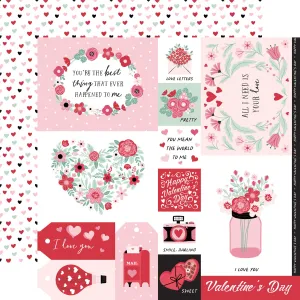 Echo Park - Valentine's Day - 12x12 Single Sheet / Multi Journaling Cards