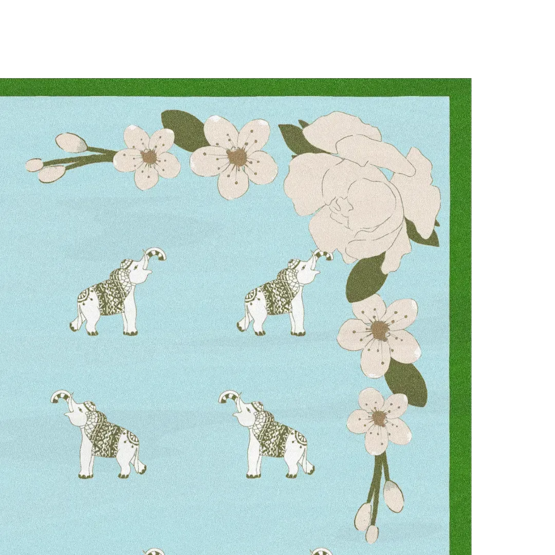 Elephants in the Terrace Floral Hand Tufted Rug