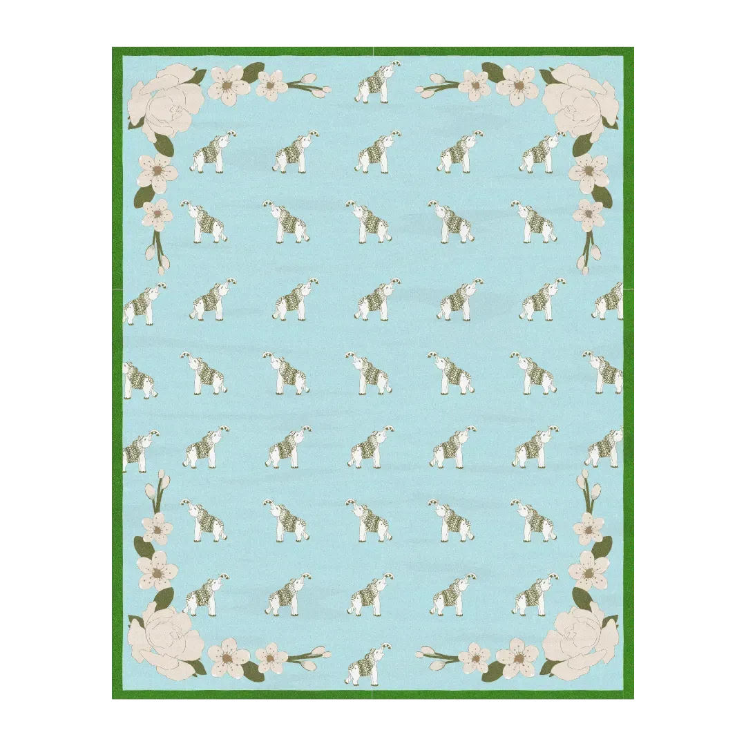 Elephants in the Terrace Floral Hand Tufted Rug