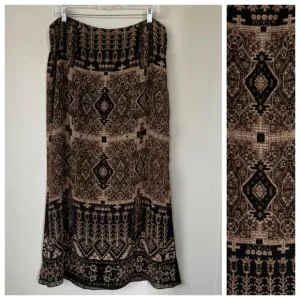 EMANUEL UNGARO VTG 16 14 L 100% Silk Geo Print Skirt • Lined • Long Maxi Length