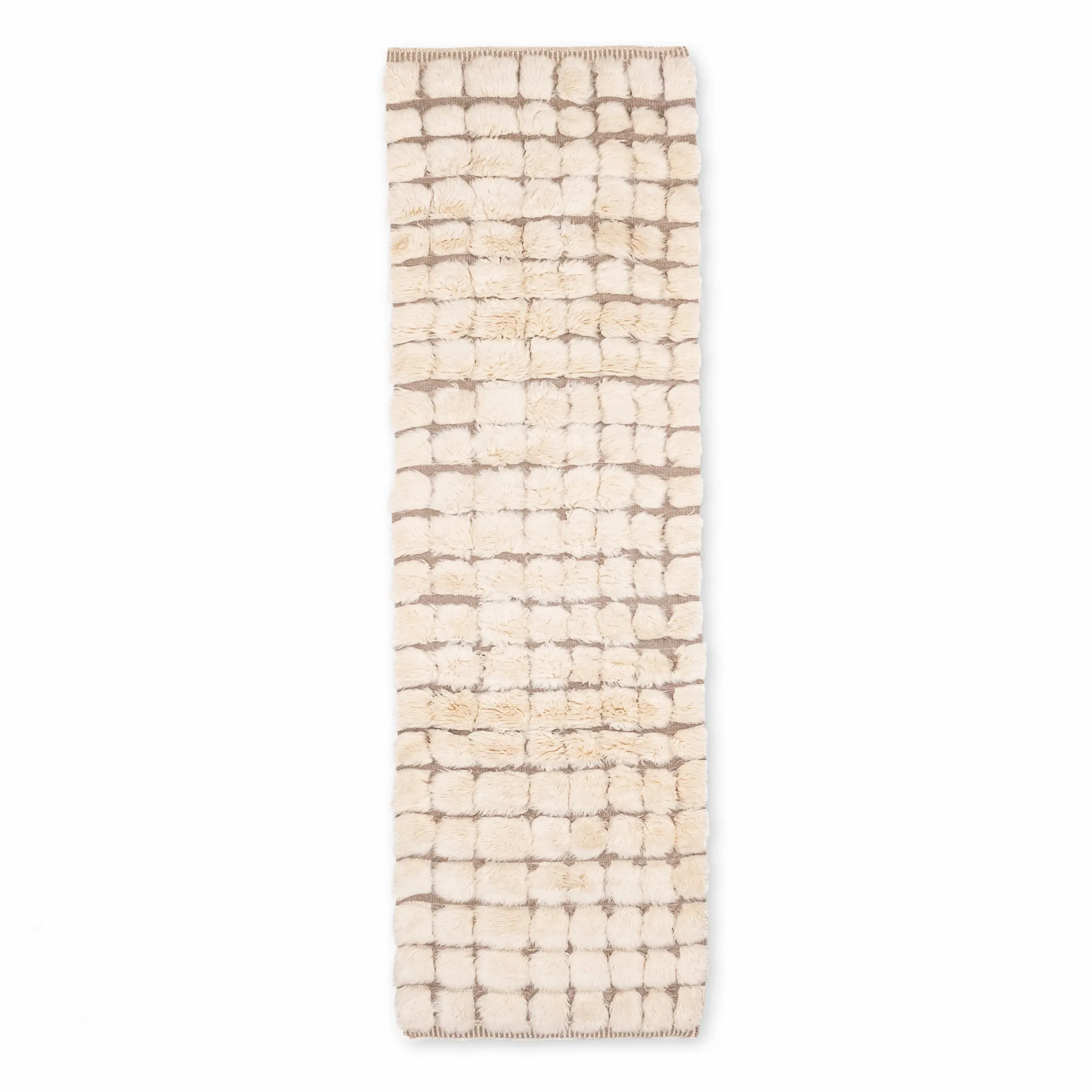 Engraved Gridlines -  Luxury Shag Moroccan Runner Rug