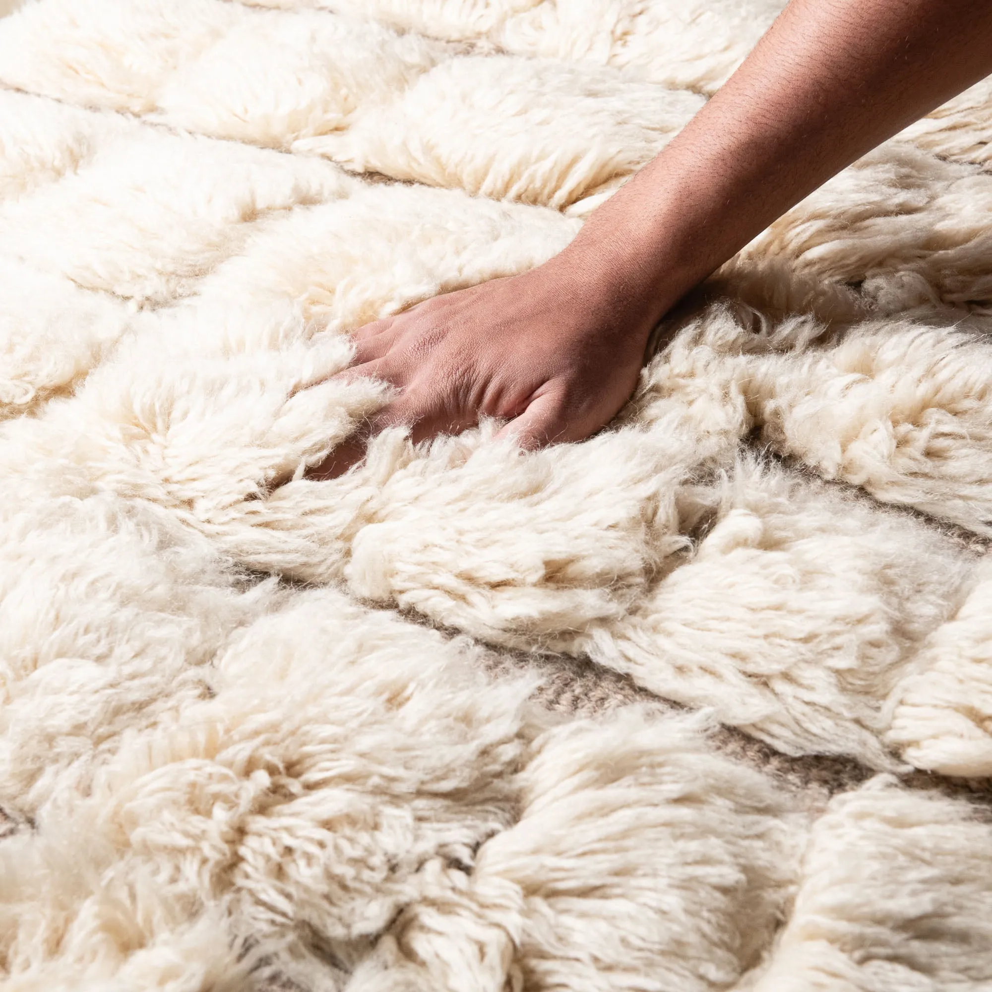 Engraved Gridlines -  Luxury Shag Moroccan Runner Rug