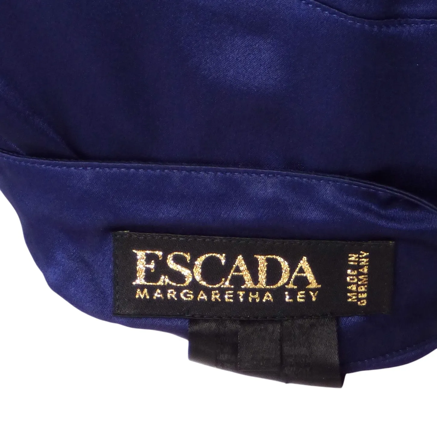 ESCADA- 1990s Navy Silk Blouse, Size-10