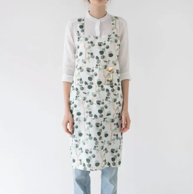 Eucalyptus Linen Crossback Apron