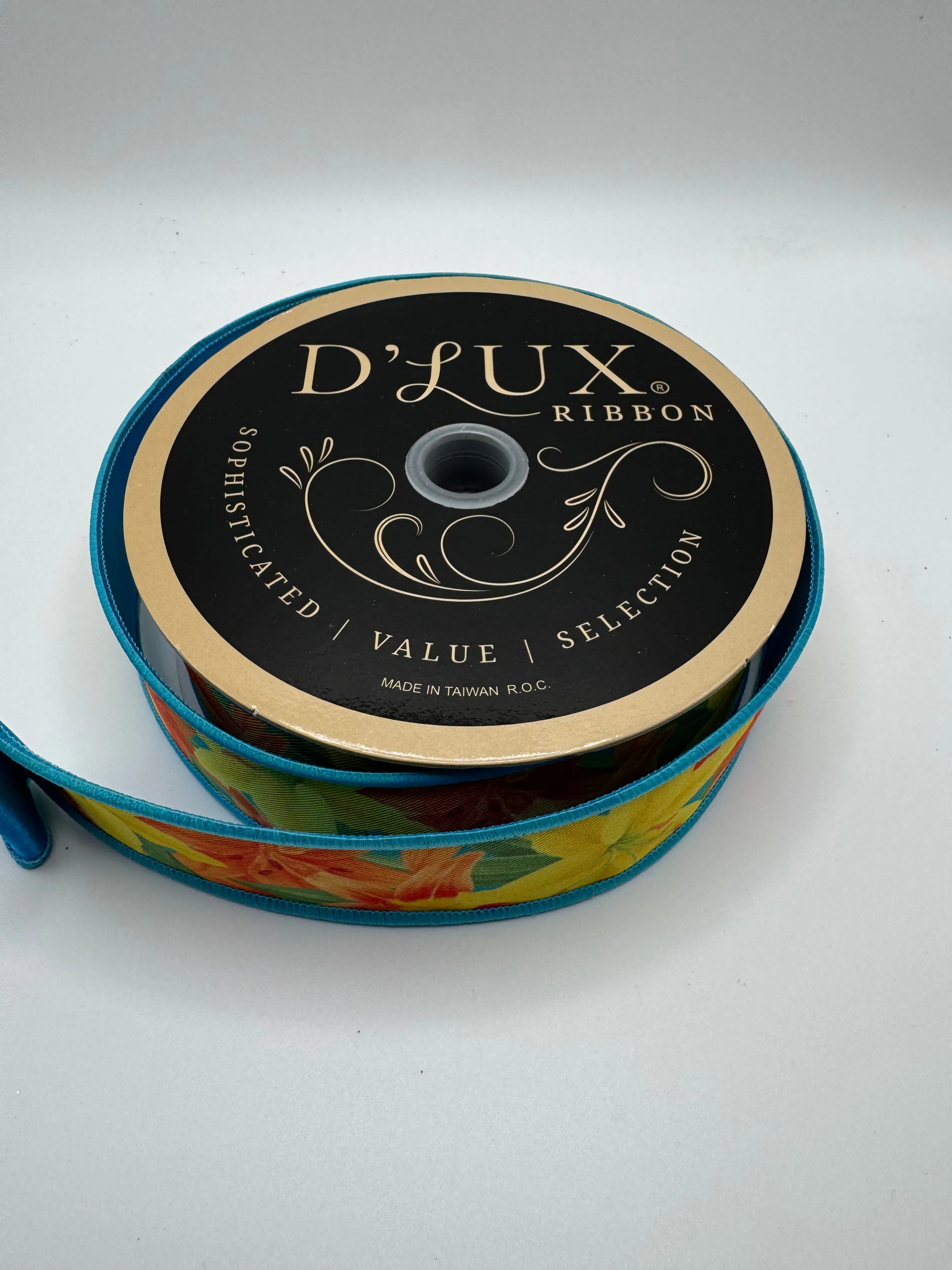 ***Exclusive*** D'Lux 1.5" Lilies/Fused: Orange, Yellow, Green (10 Yards) LX107120