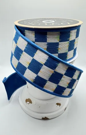 ***Exclusive***  D'Lux 2.5" Bold Antique Check/Fused: Beige, Blue, Multi (10 Yards) LX3075