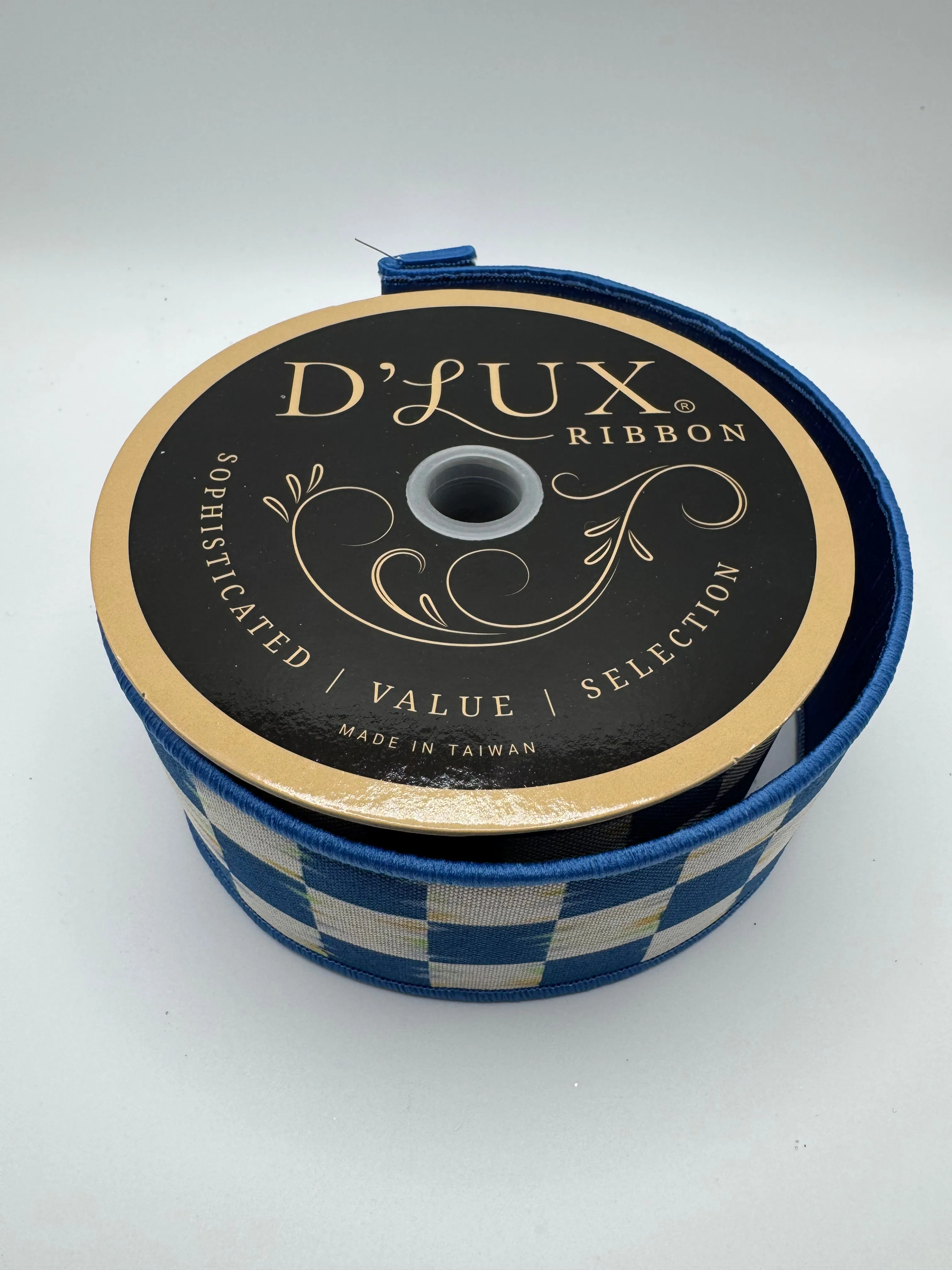 ***Exclusive***  D'Lux 2.5" Bold Antique Check/Fused: Beige, Blue, Multi (10 Yards) LX3075