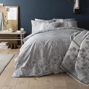 Fat Face Floral Mosaic Duvet Cover Set - Pearl Blue