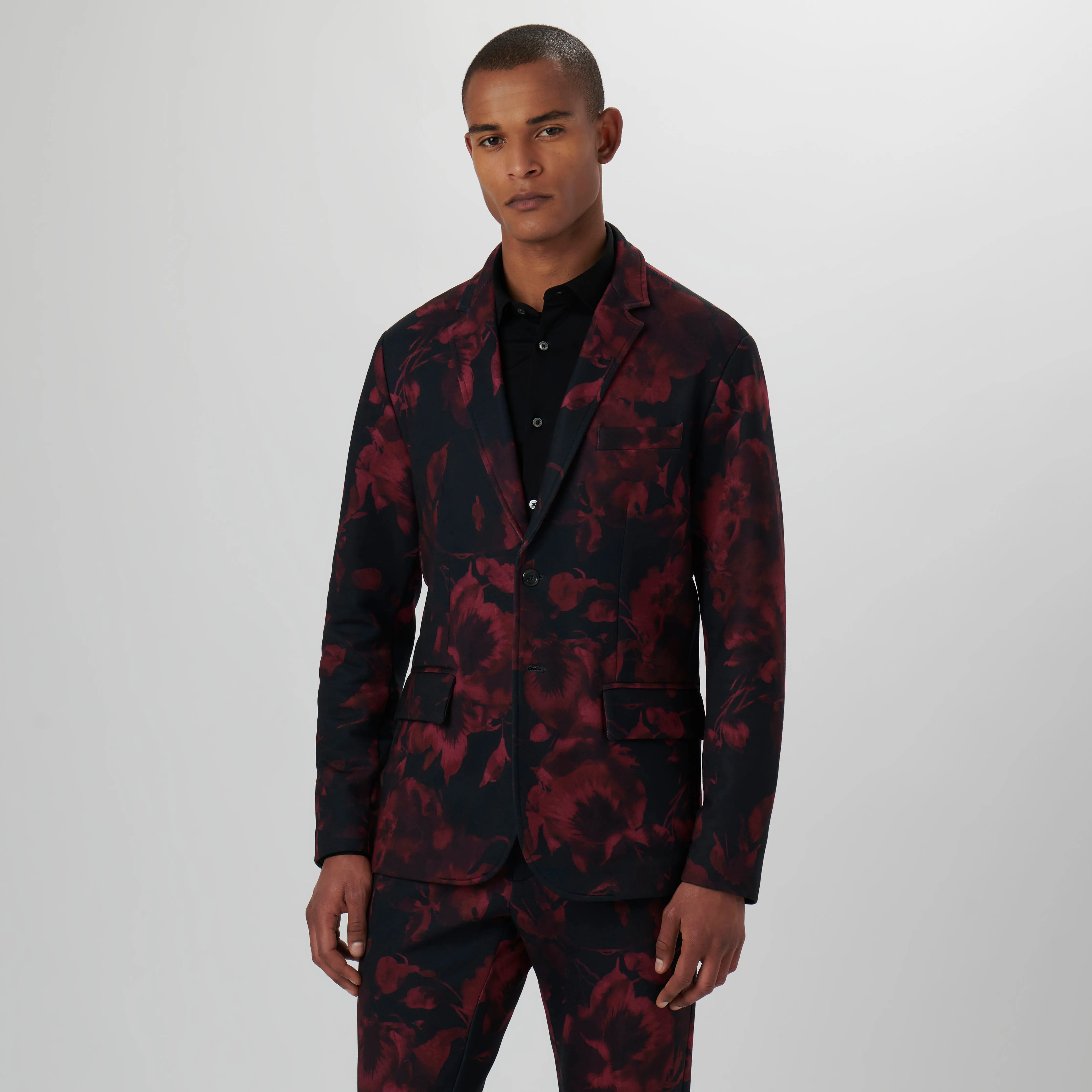 Floral Printed Two Button Blazer
