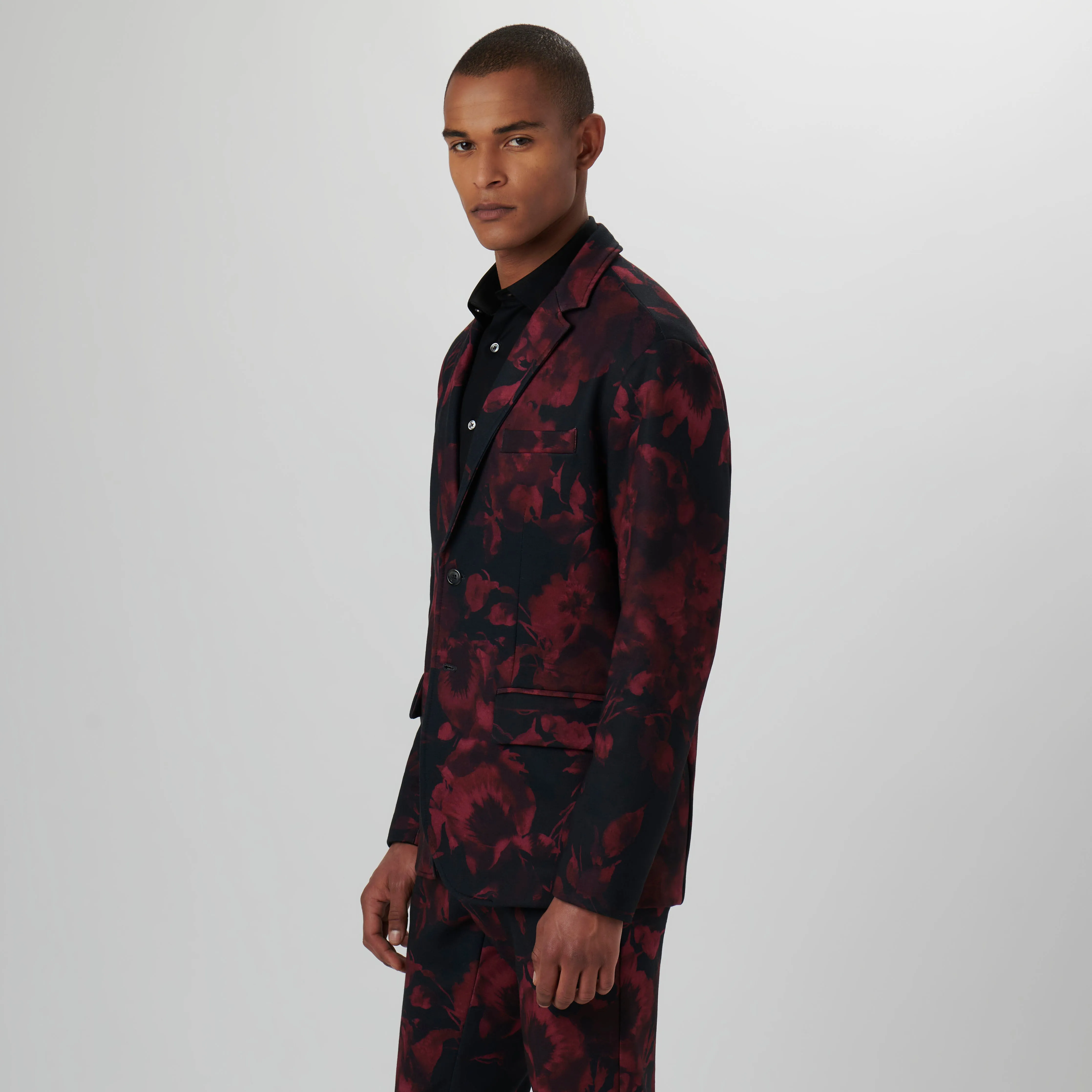 Floral Printed Two Button Blazer