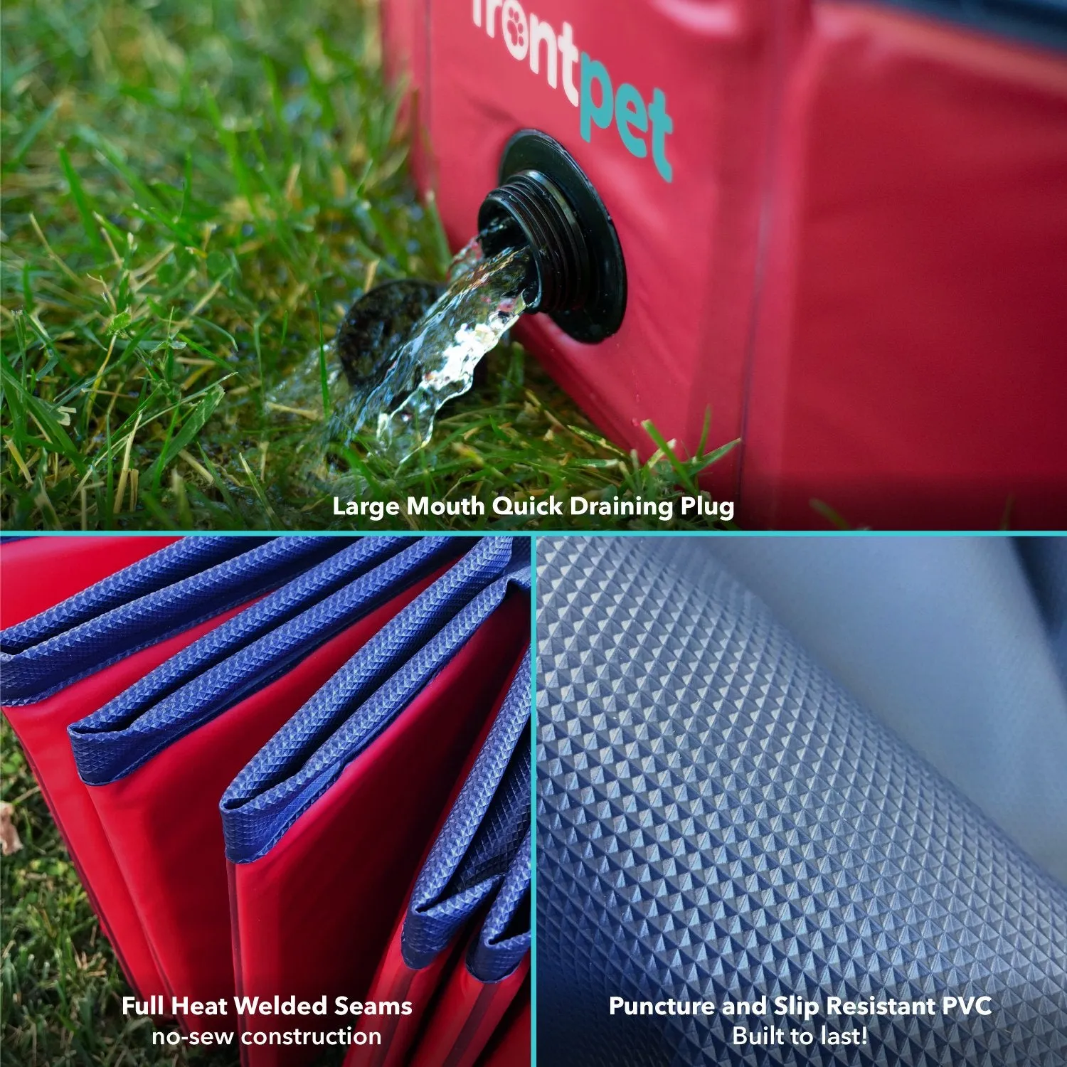 Folding Dog Pool with Drain Plug