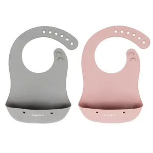 Foodie® Bib Silicone Bib With Food Catcher Pocket 2-Pack: Mauve   Cement