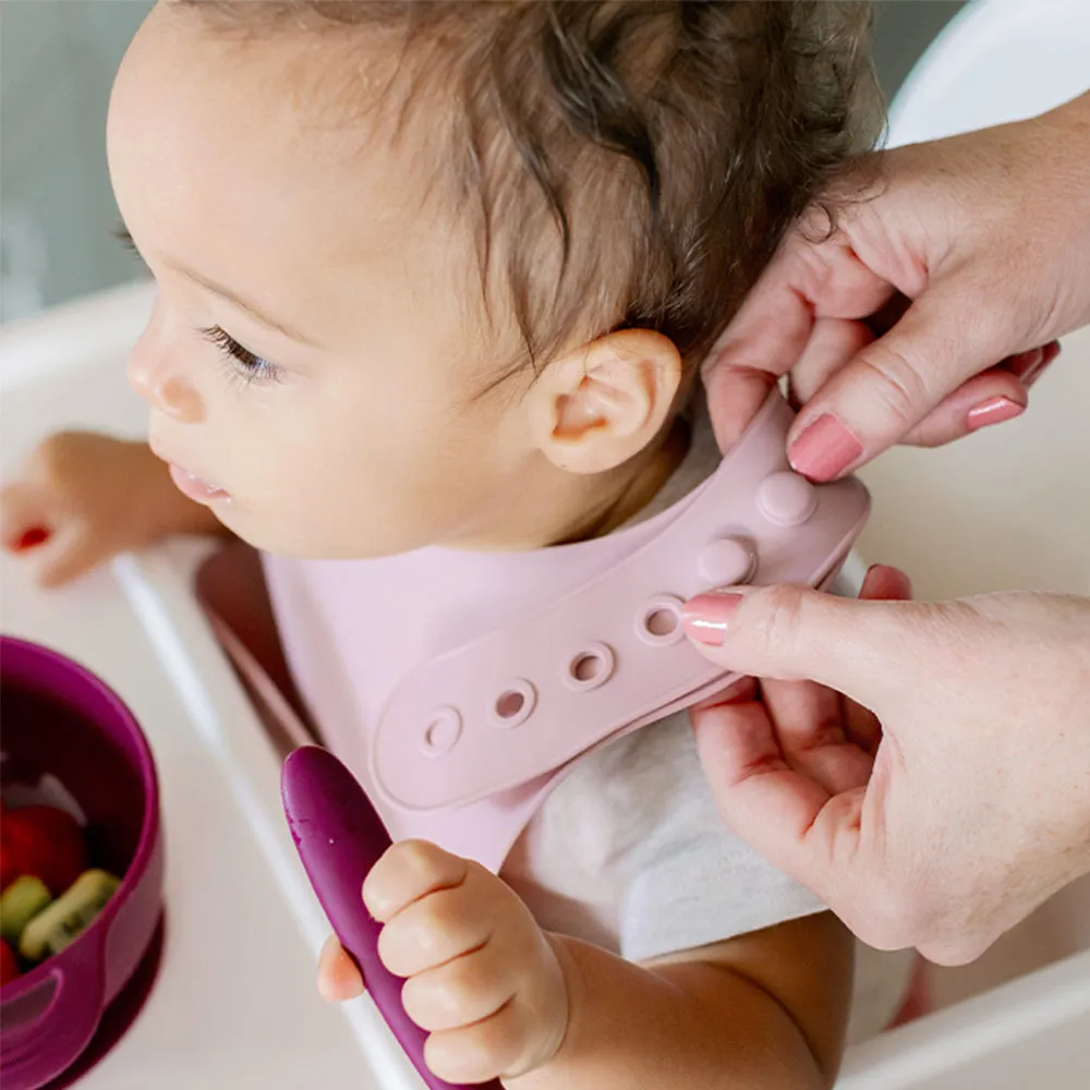 Foodie® Bib Silicone Bib With Food Catcher Pocket 2-Pack: Mauve   Cement