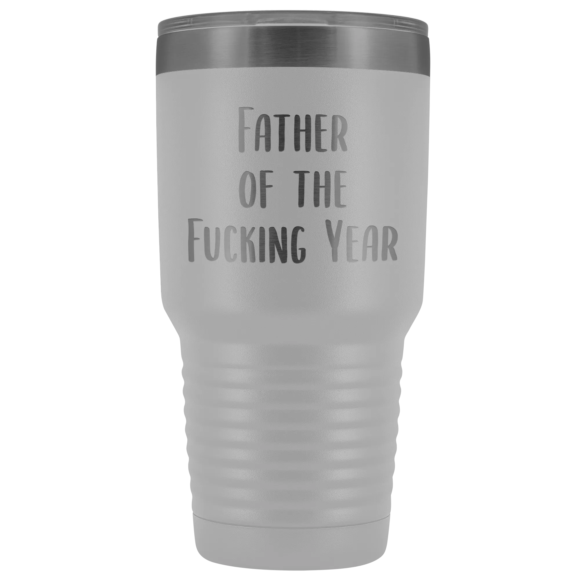 Funny Father's Day Mug Father of the Fucking Year Funny Dad Gifts Rude Dad Gift Idea Mature Profanity Cuss Words Swearing Tumbler Travel Coffee Cup 30oz BPA Free
