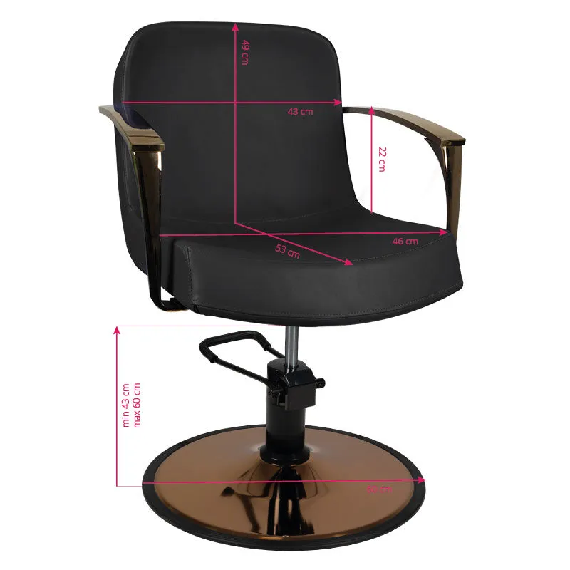 Gabbiano styling armchair, copper, black Bologna
