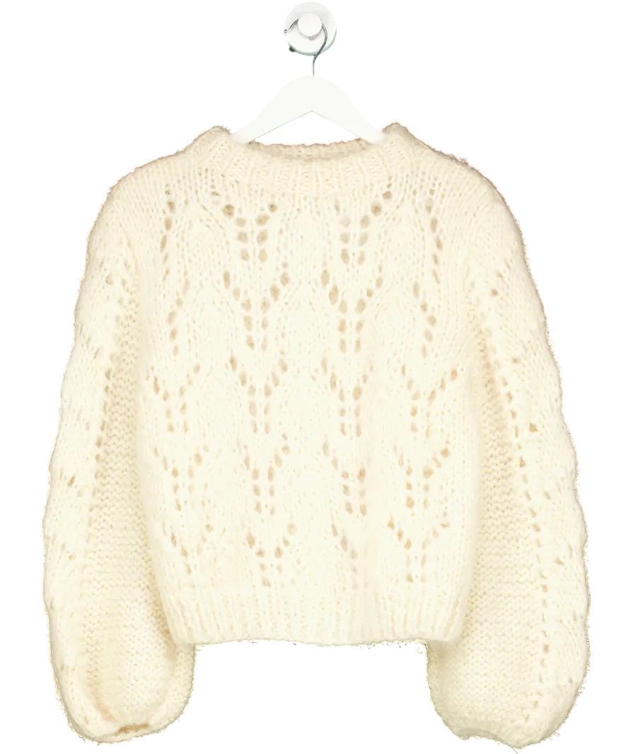 Ganni Cream The Juilliard Wool Knit Jumper UK M