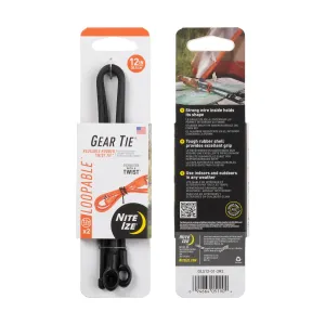 GEAR TIE LOOPABLE(TM) TWIST TIE, black - length 12"