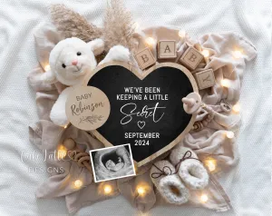 Gender Neutral Pregnancy Announcement - Boho Lamb Digital With Heart Board